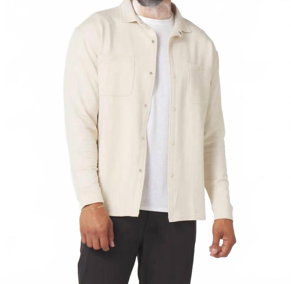 NEW GLYDER trek button front shirt in oatmilk